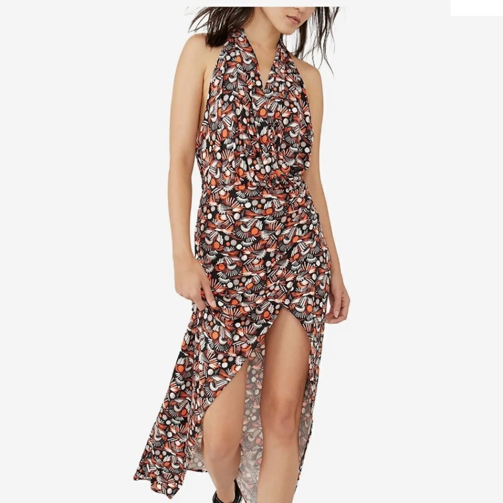 Free People Women's Midi V neck Daria Dress with high thigh slit Size XS… - Picture 6 of 13
